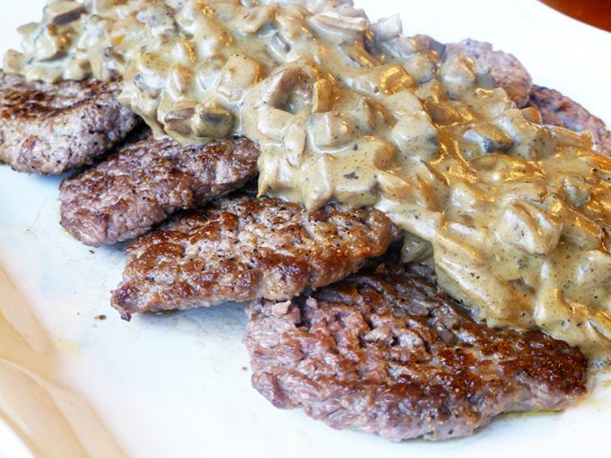 Pan Seared Cubed Steak with Mushroom Sage “Cream” Sauce (Paleo, SCD, GAPS, grain free, dairy free)