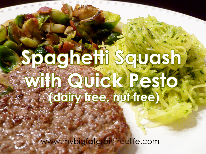 Spaghetti Squash with Quick Pesto (AIP, Paleo, GAPS, SCD 