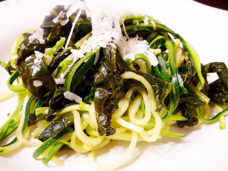 Garlicky Greens with Zoodles (Zucchini Noodles) AIP, Paleo, GAPS, SCD