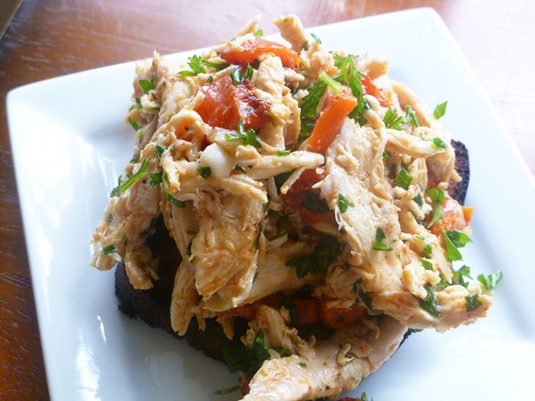 Aunt Nettie’s Chicken Salad with Roasted Red Peppers and Garlic (Paleo, SCD, GAPS, grain free, dairy free)