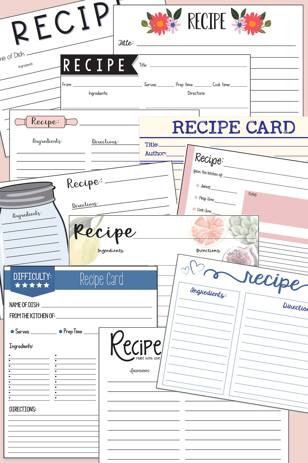 3 free downloadable recipe card templates