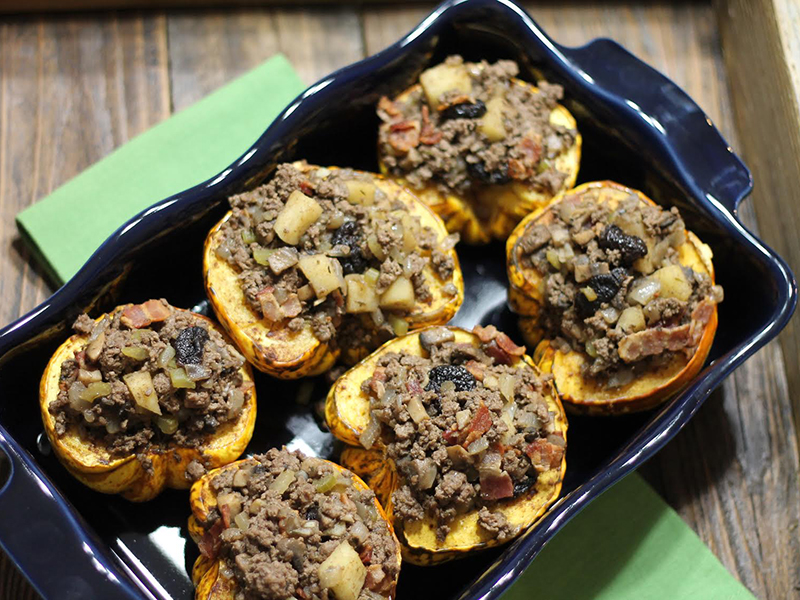 Winter Squash with Savory Bacon & Apple Stuffing (AIP, Paleo, GAPS, SCD)