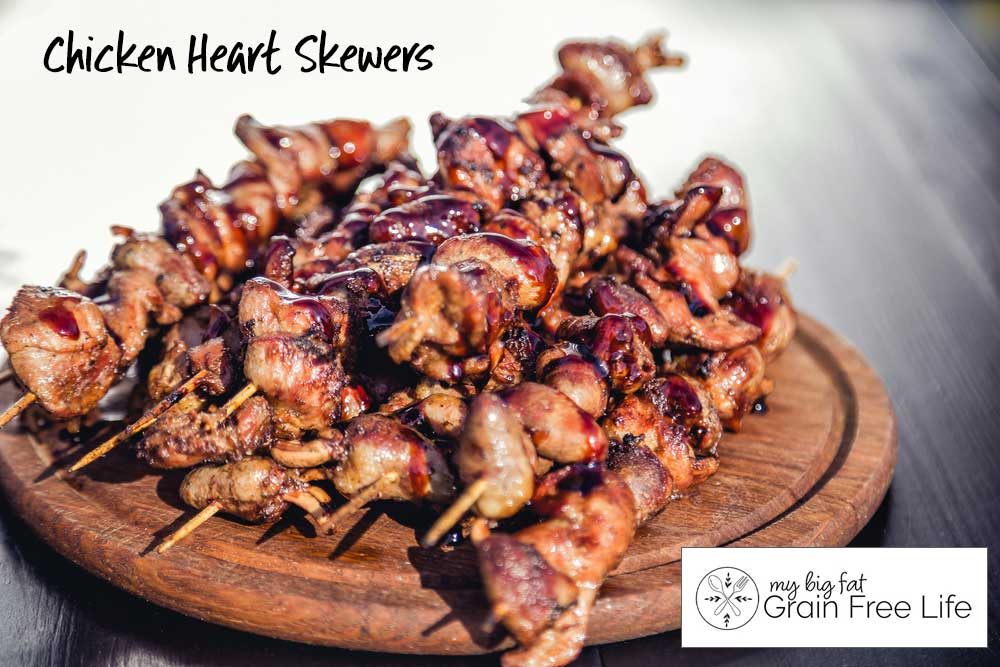 chicken heart skewers