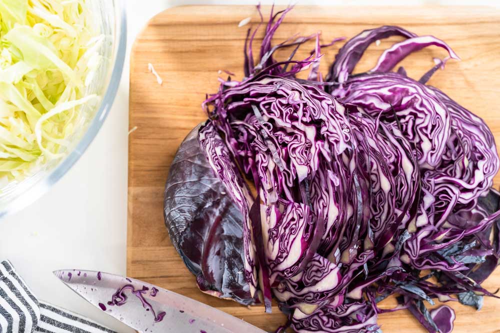 sliced red cabbage