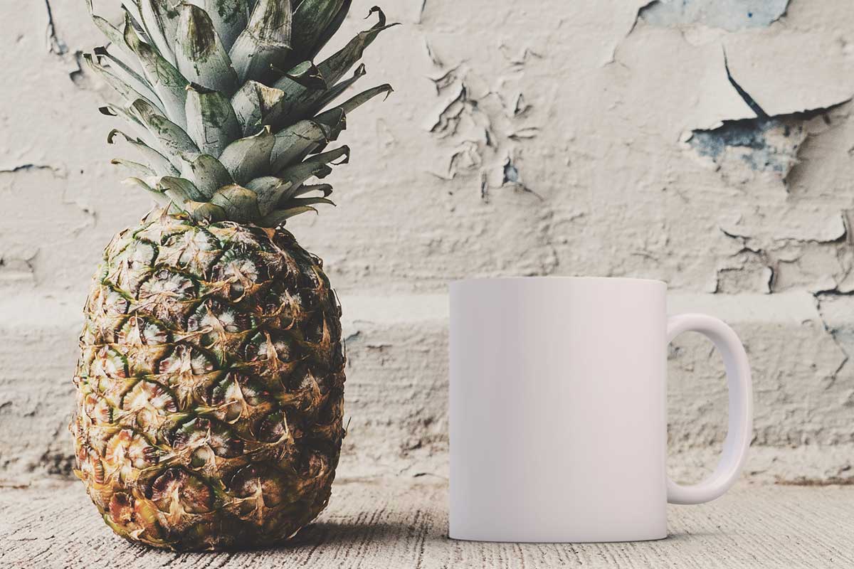 pineapple and a mug