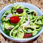 zucchini pasta salad in a bowl
